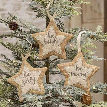 3/Set, Xmas Words Star Ornaments - The Fox Decor